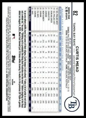 Curtis Mead Rookie 2024 Topps #82 Tampa Bay Rays - Baseball Card Single