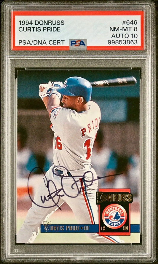 Curtis Pride 1994 Donruss MLB #646 Baseball Card PSA 8 Auto 10 - Baseball Card Single