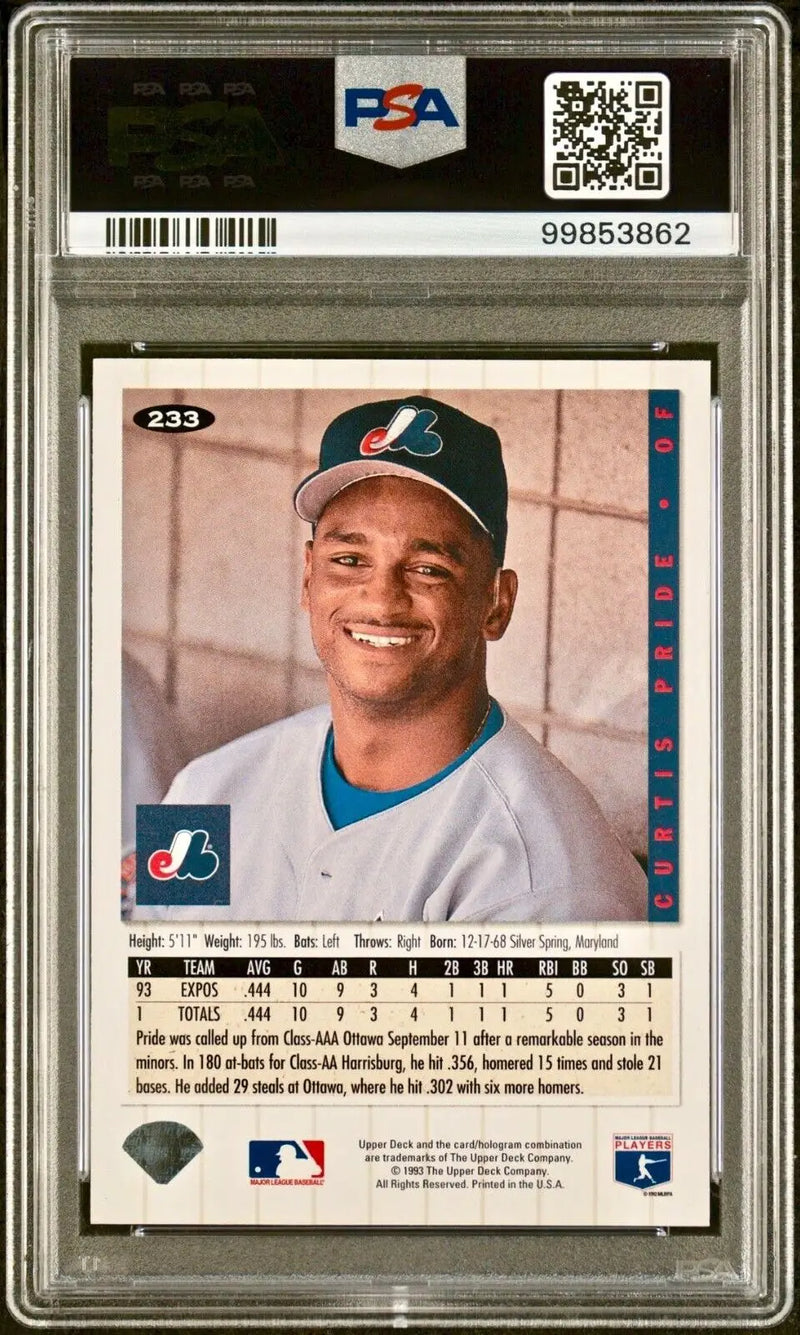 Curtis Pride 1994 Upper Deck Collector’s Choice MLB #233 Card PSA 8 Auto 10
