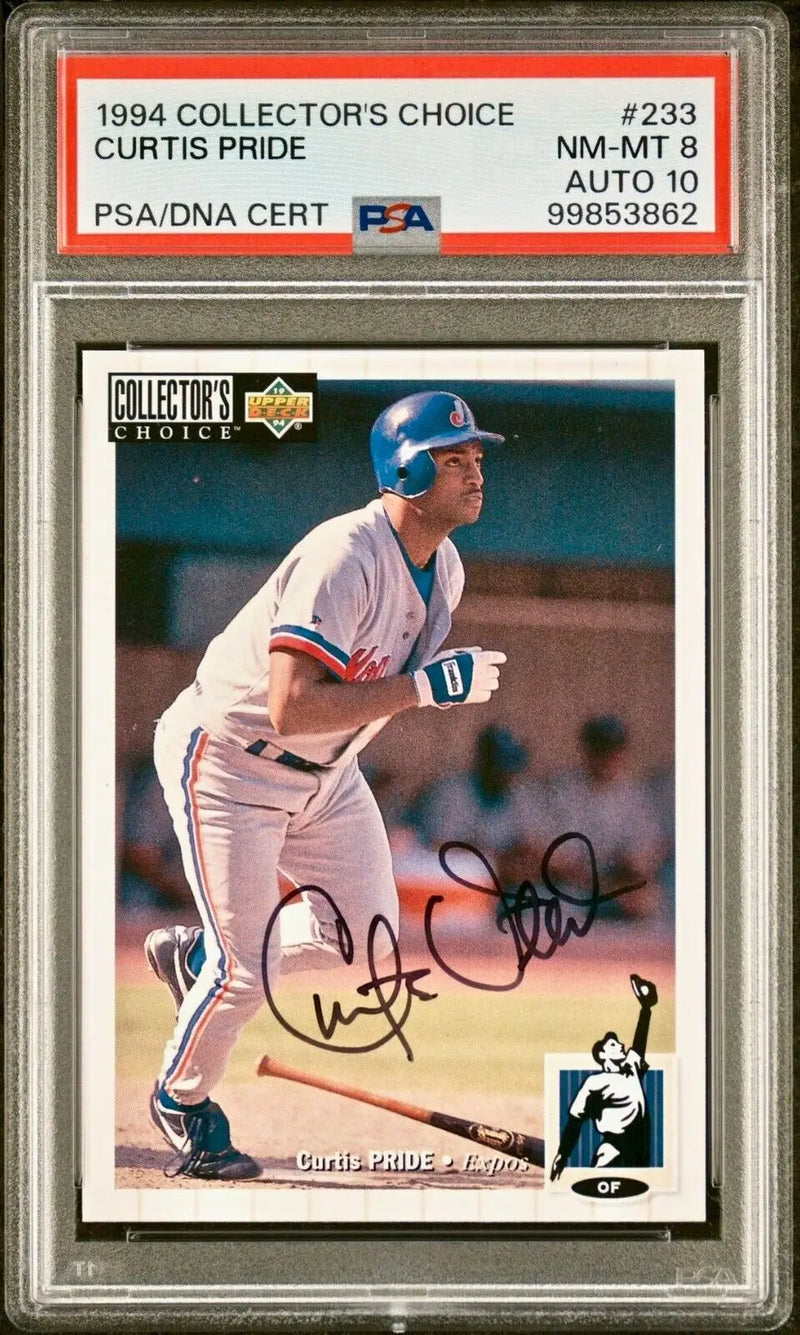 Curtis Pride 1994 Upper Deck Collector’s Choice MLB #233 Card PSA 8 Auto 10