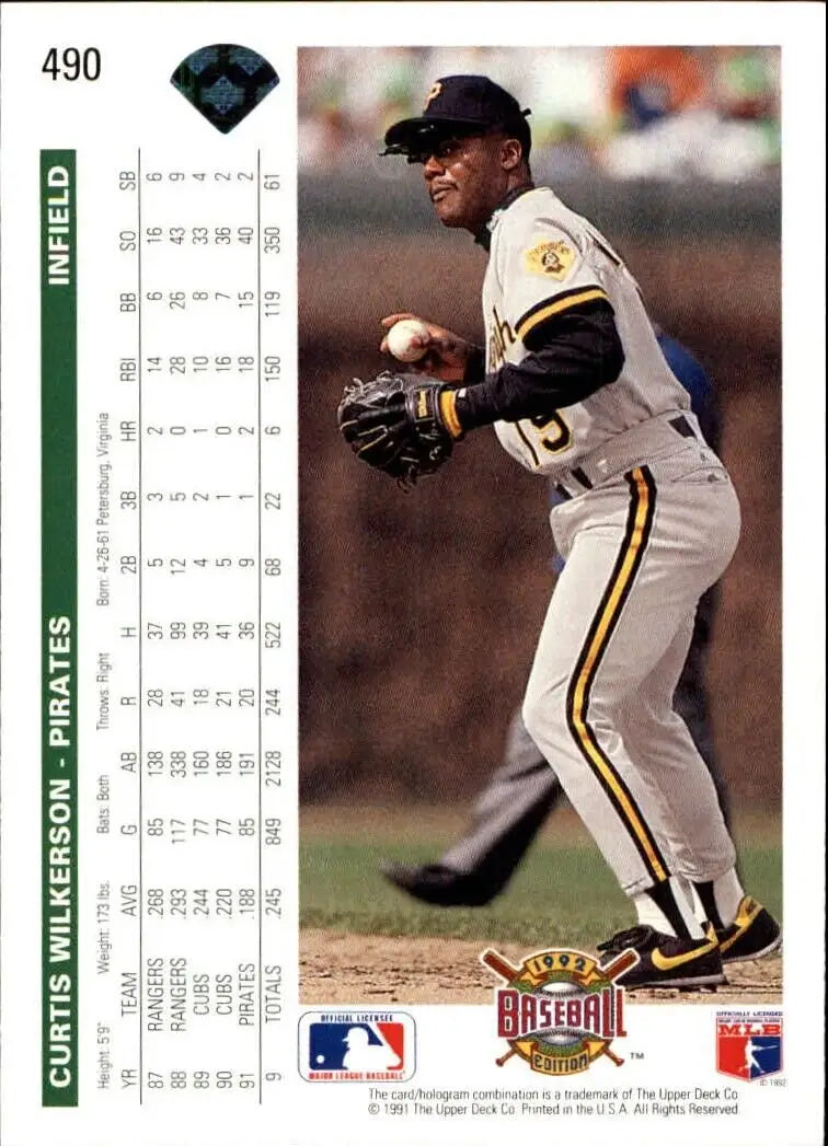 Curtis Wilkerson 1992 Upper Deck MLB #490 Baseball Card Pittsburgh Pirates - Baseball Card Single