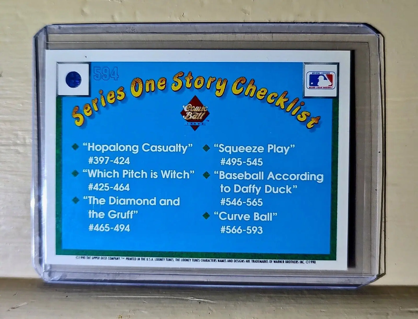 Curve Ball 1990 Upper Deck #579 Looney Tunes Baseball Card Series One Checklist - Baseball Card Single