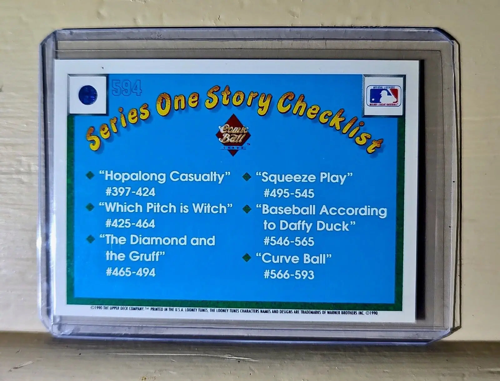 Curve Ball 1990 Upper Deck #579 Looney Tunes Baseball Card Series One Checklist - Baseball Card Single