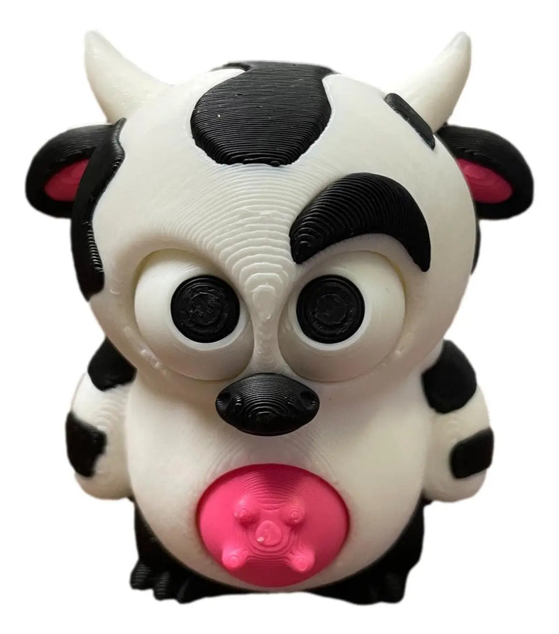 Cute Cow Figurine 3D Printed Kawaii Farm Animal Desk Decor Handmade