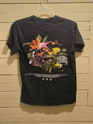CV Los Angeles T-Shirt Mens M Black Floral Skull Graphic Short Sleeve Tee Cotton - Apparel
