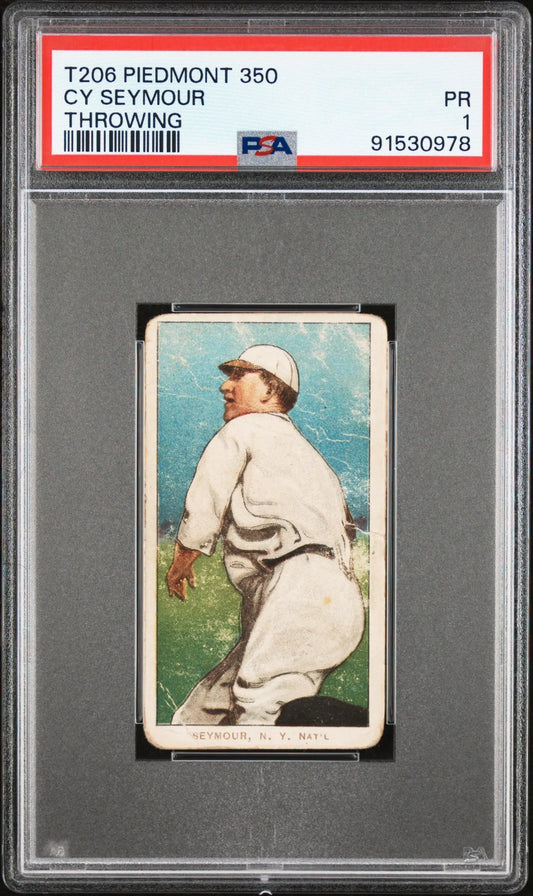 Cy Seymour Throwing 1909-11 T206 Piedmont 350 PSA 1 Poor - Baseball Card Single