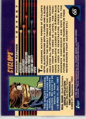 Cyclops - 1992 Impel Marvel Universe - NM - #68 - Marvel Card Single