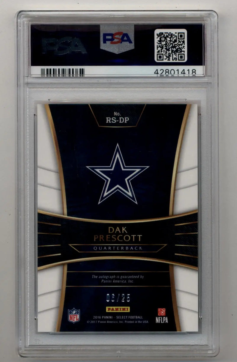 Dak Prescott 2016 Select Rookie Auto Tie Dye Prizm 06/25 PSA 10 Gem Mint - Football Card Single