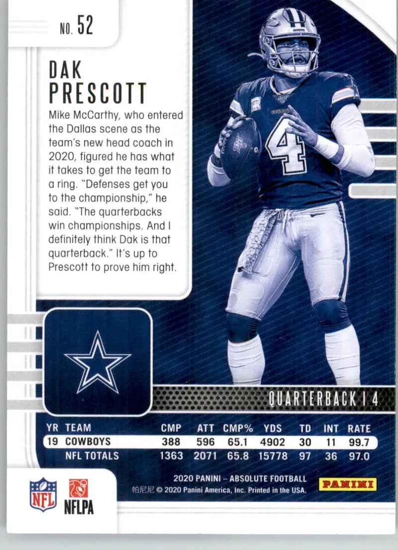 Dak Prescott - 2020 Panini Absolute - #52 - Retail Football