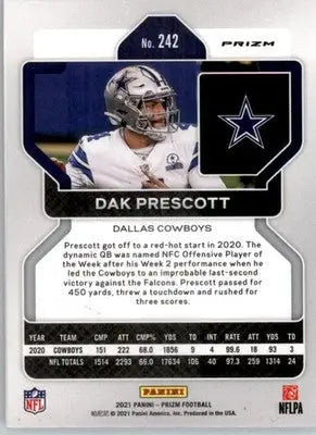 Dak Prescott - 2021 Panini Prizm - #242 - Blue Football - Football Card Single