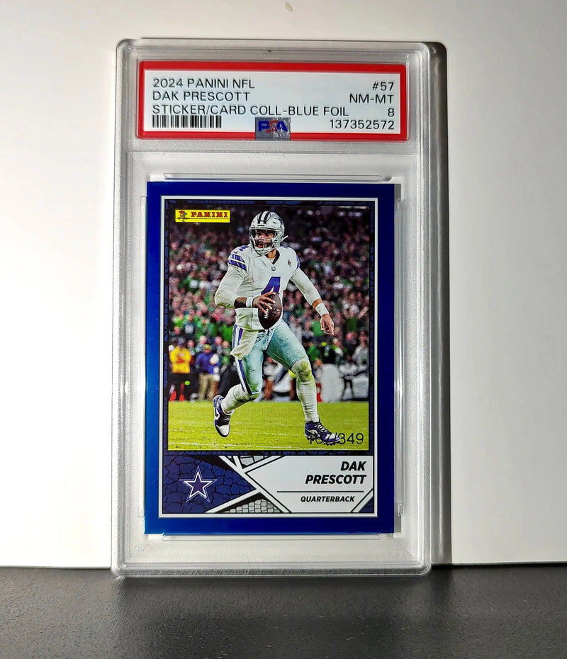Dak Prescott 2024 Panini Sticker Collection 167/349 #57 Blue Foil PSA 8 NM-MT