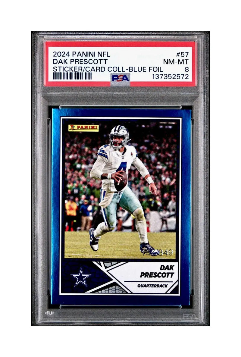 Dak Prescott 2024 Panini Sticker Collection 167/349 #57 Blue Foil PSA 8 NM-MT