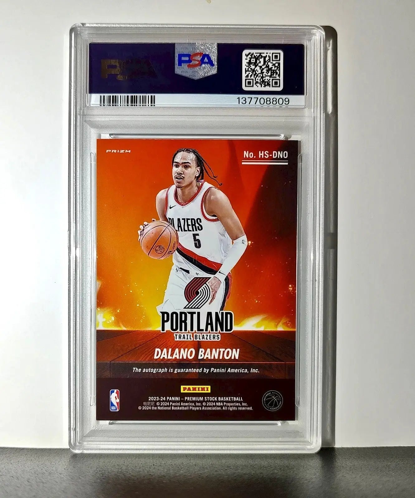 Dalano Banton 2023 NBA Hoops #HS-DN0 Hot Signatures Prizm Disco PSA 9 Auto 10 - Basketball Card Single