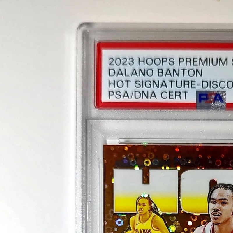 Dalano Banton 2023 NBA Hoops #HS-DN0 Hot Signatures Prizm Disco PSA 9 Auto 10 - Basketball Card Single