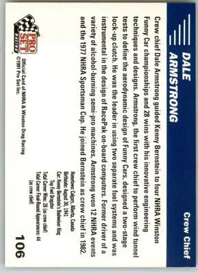 Dale Armstrong - 1991 Pro Set NHRA - #106 - Racing - Racing Card Single