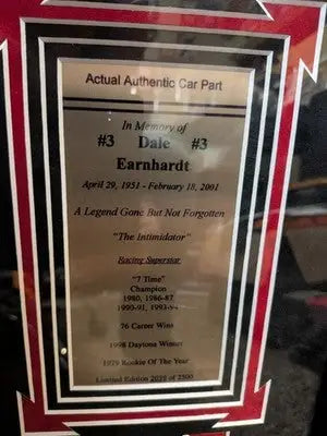 Dale Earnhardt Autographed - Piece of Race car - Authenticated #2039/2500 - Sports Memorabilia