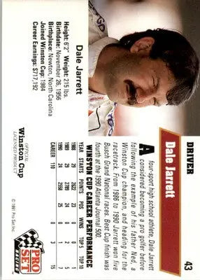 Dale Jarrett - 1991 Pro Set - #43 - Racing - Racing Card Single