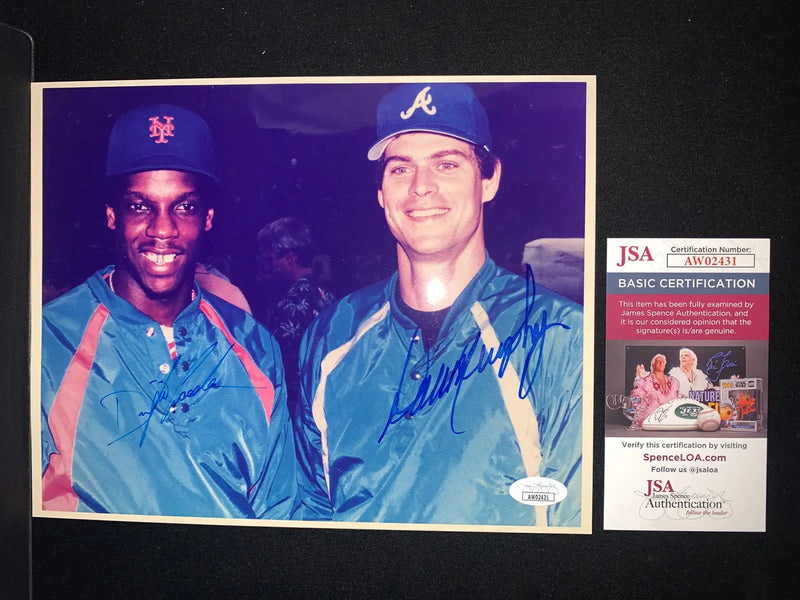 Dale Murphy Dwight Gooden Dual Signed 8x10 Baseball Photo Auto Braves Mets JSA - Sports Memorabilia