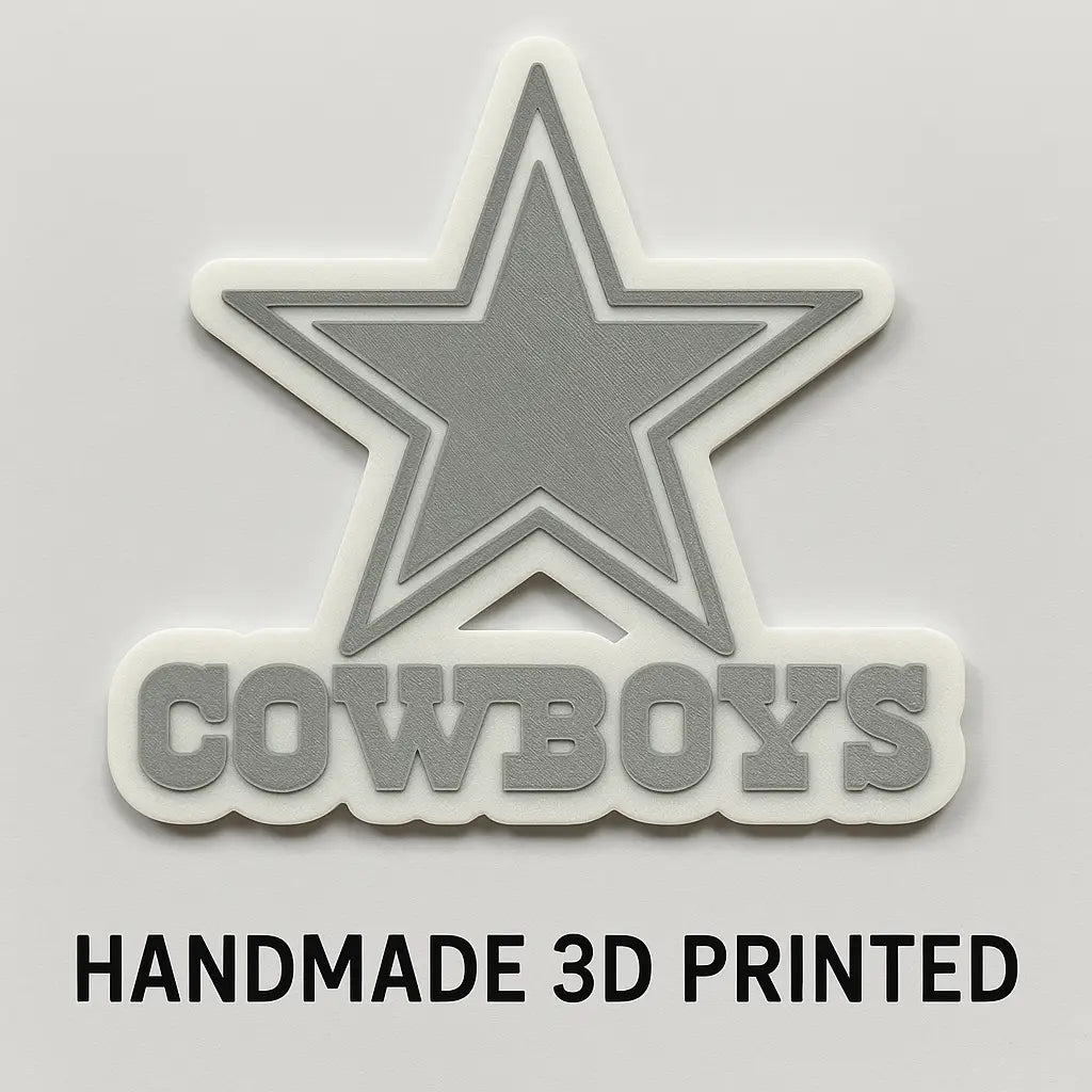 Dallas Cowboys Grey Logo Sign | 3D Printed NFL Football Desk & Wall Display