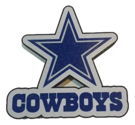 Dallas Cowboys logo magnet displayed on Dallas Cowboys logo sign 3D printed NFL decor
