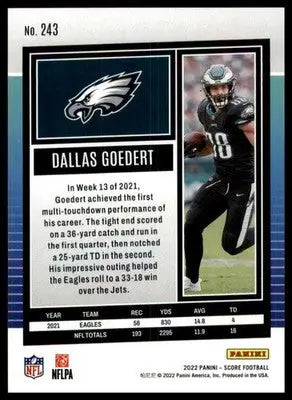 Dallas Goedert 2022 Score #243 Philadelphia Eagles - Football Card Single