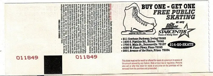 Dallas Stars Colorado Avalanche 2/20/04 UNUSED Full TICKET Feb 20 2004 - Sports Memorabilia