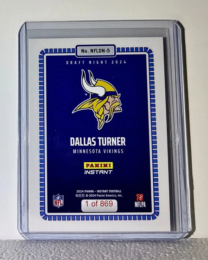 Dallas Turner 2024 Panini NFL #5 Draft Night Rookie Football Card 1 of 869