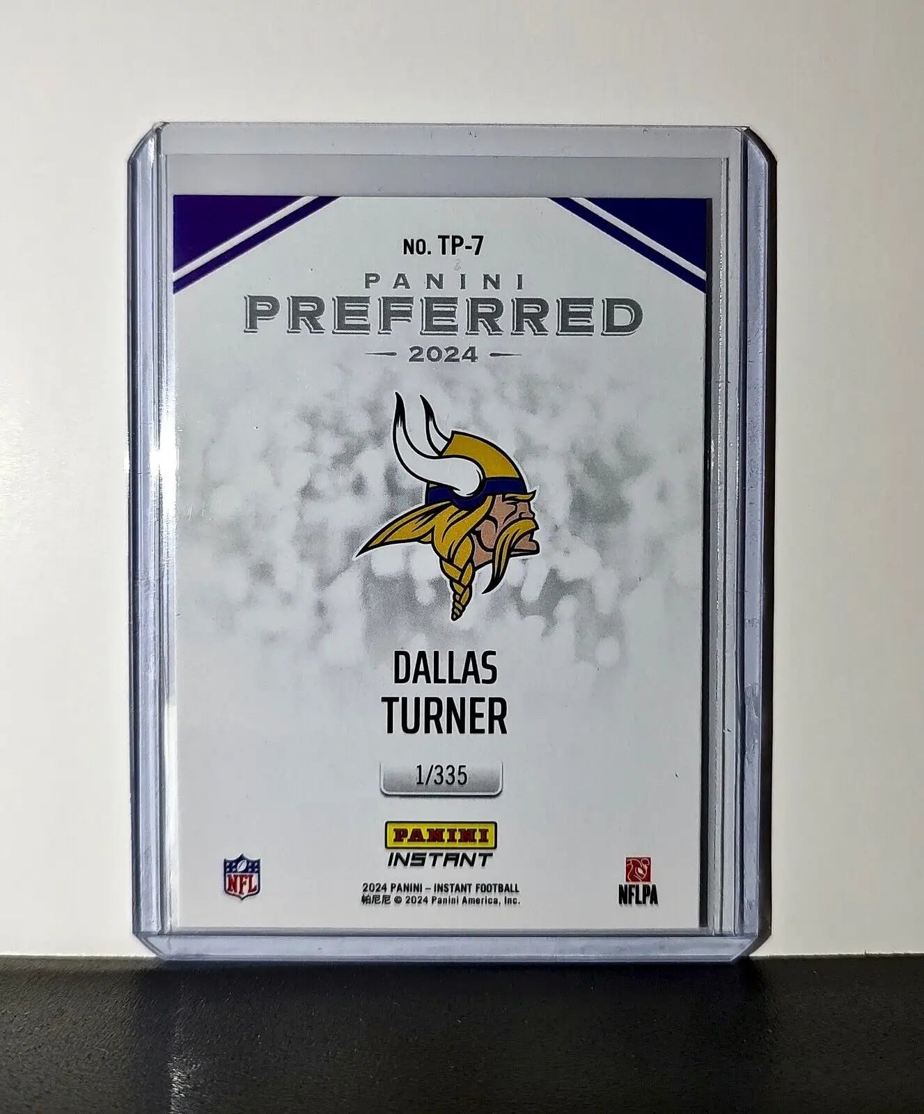 Dallas Turner 2024 Panini Preferred NFL #7 Rookie Card Minnesota Vikings 1/335 - Football Card Single