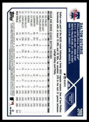 Dalton Guthrie Rookie 2023 Topps #398 Philadelphia Phillies - Baseball Card Single