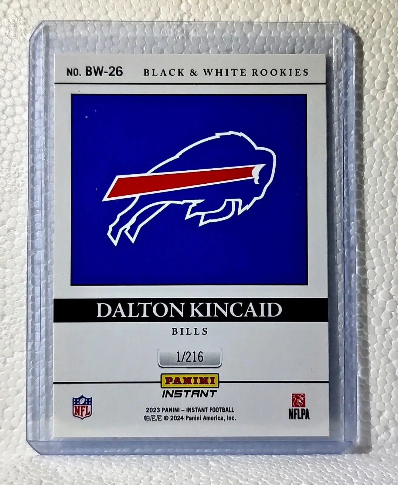 Dalton Kincaid 2023 Panini NFL #26 Black & White Rookies Card Bills 1/216 - Football Card Single