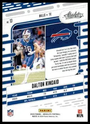 Dalton Kincaid 2024 Panini Absolute Retail #13 Buffalo Bills - Football Card Single