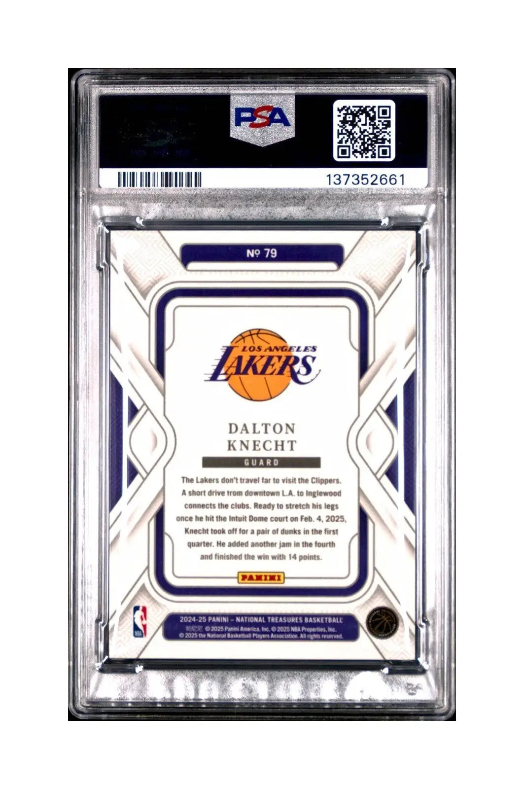 Dalton Knecht 2024-25 Panini National Treasures 17/25 #79 Royal PSA 10 Gem Mint - Basketball Card Single