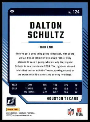 Dalton Schultz 2024 Donruss #124 Houston Texans - Football Card Single