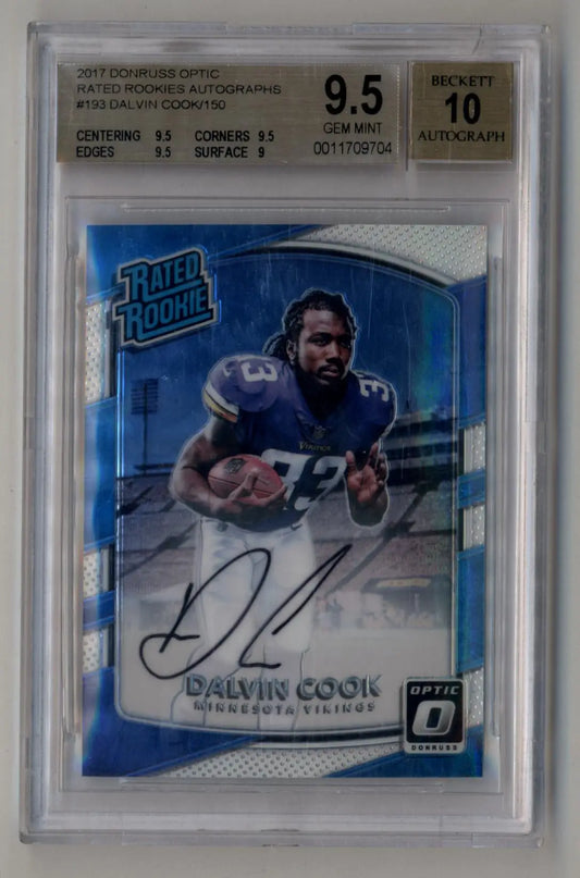 Dalvin Cook 2017 Donruss Optic Rated Rookies Auto 027/150 #193 BGS 9.5 Gem Mint - Football Card Single