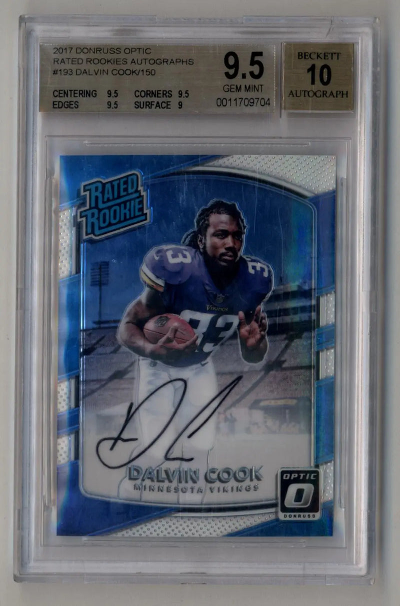 Dalvin Cook 2017 Donruss Optic Rated Rookies Auto 027/150 #193 BGS 9.5 Gem Mint - Football Card Single
