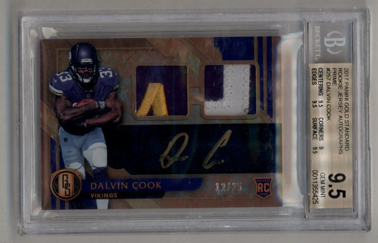 Dalvin Cook 2017 Gold Standard Rookie Jersey Auto Prime #257 12/25 BGS 9.5 Gem Mint - Football Card Single