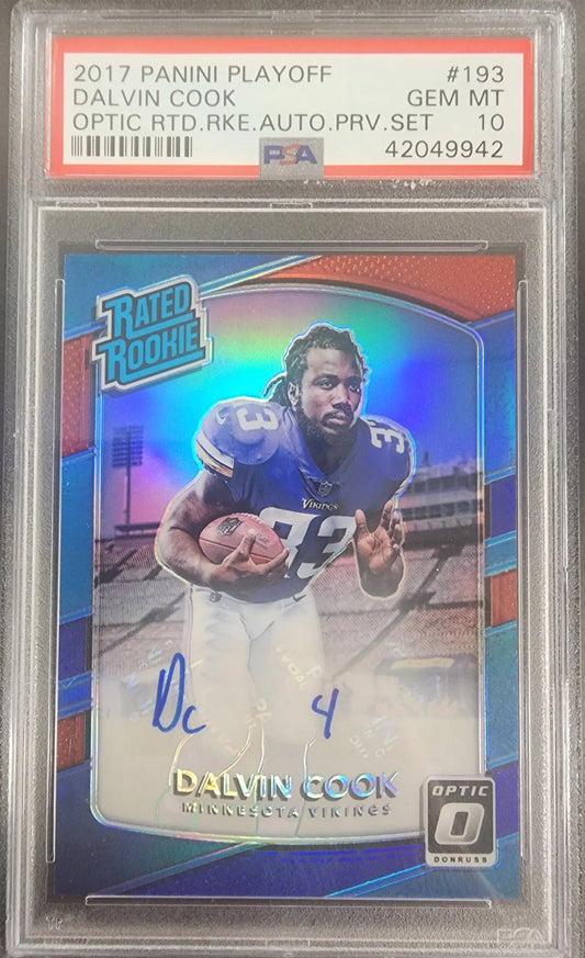 Dalvin Cook 2017 Panini Playoff Optic Preview Auto #14/23 PSA 10 Gem Mint - Football Card Single