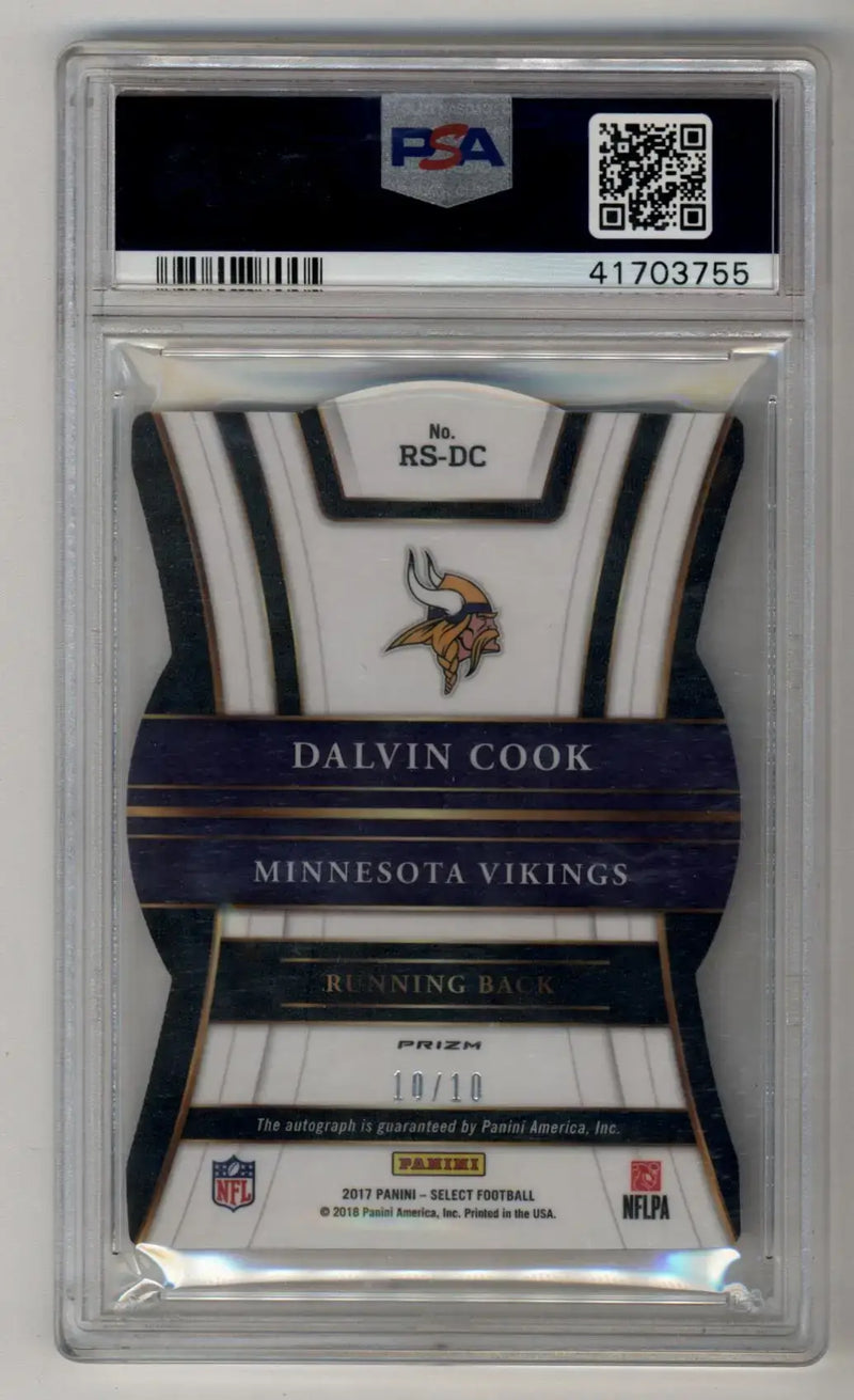 Dalvin Cook 2017 Select Rookie Signature Die Cut Gold Auto 10/10 PSA 10 Gem Mint - Football Card Single