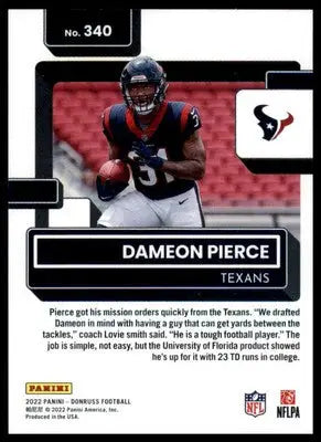 Dameon Pierce Rookie 2022 Donruss #340 Houston Texans - Football Card Single
