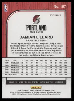 Damian Lillard 2019-20 Hoops Premium Silver Laser #157 Portland Trail Blazers - Basketball Card Single