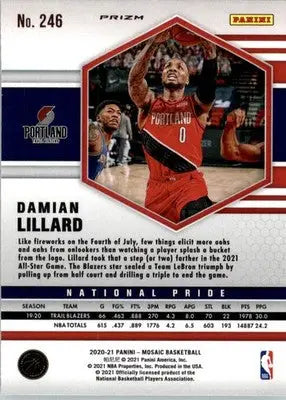 Damian Lillard - 2020-21 Panini Mosaic - #246 - Mosaic Camo Pink Basketball - Basketball Card Single