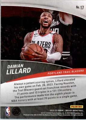 Damian Lillard - 2022-23 Panini Mosaic - #17 - Elevate Basketball - Basketball Card Single
