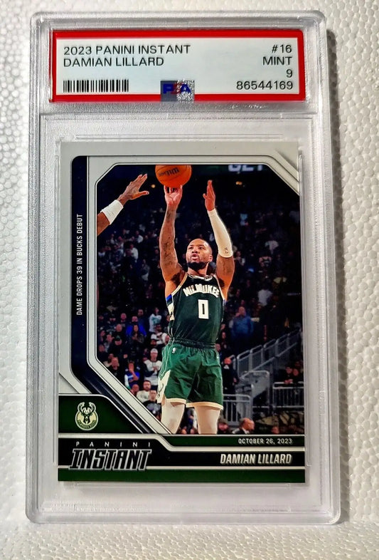 Damian Lillard 2023-24 Panini #16 Basketball NBA Card Bucks 1 of 264 PSA 9 Mint - Basketball Card Single