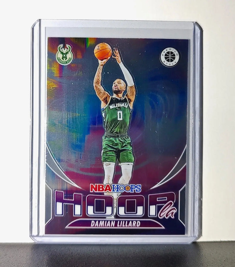 Damian Lillard 2023-24 Panini Premium Stock NBA Hoops #2 Hoopla Card Bucks