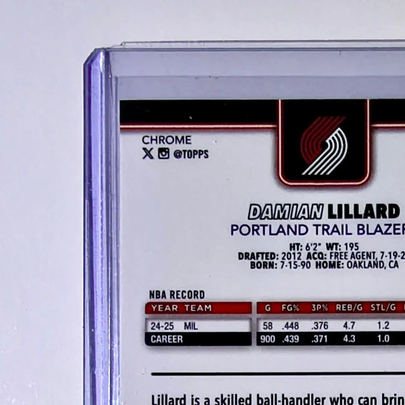 Damian Lillard 2025-26 NBA Topps Chrome Update RayWave Refractor #46 Card - Basketball Card Single