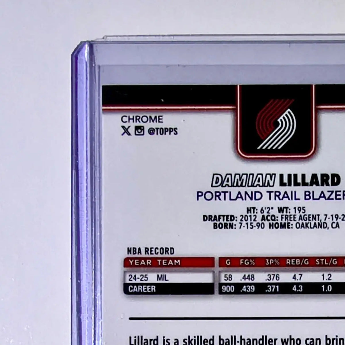 Damian Lillard 2025-26 NBA Topps Chrome Update RayWave Refractor #46 Card - Basketball Card Single