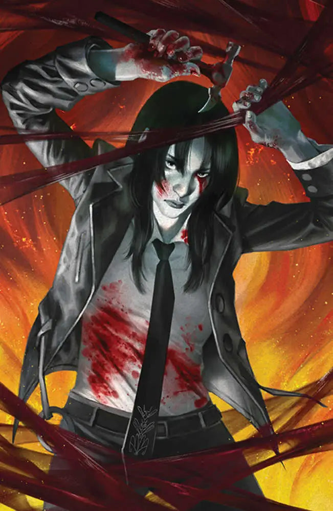 Menacing anime character with knife on Damn Them All #2 Cover H variant for trading cards