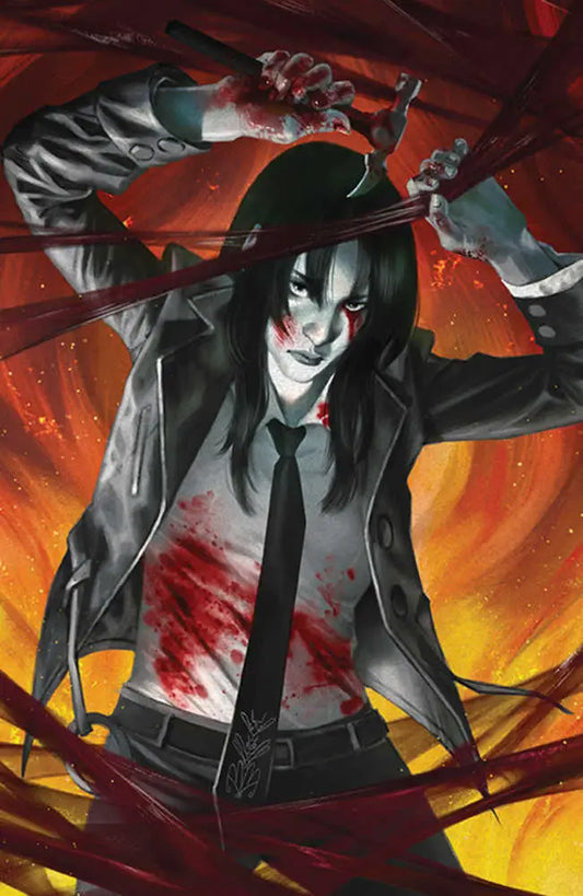 Menacing anime character with knife on Damn Them All #2 Cover H variant for trading cards