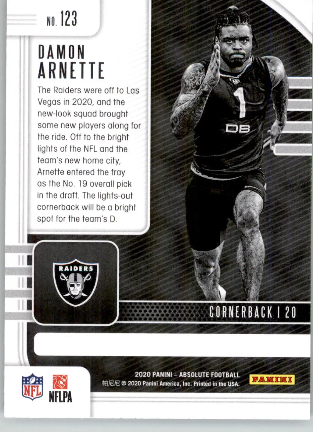 Damon Arnette - 2020 Panini Absolute - #123 - RC Retail Football - Football Card Single