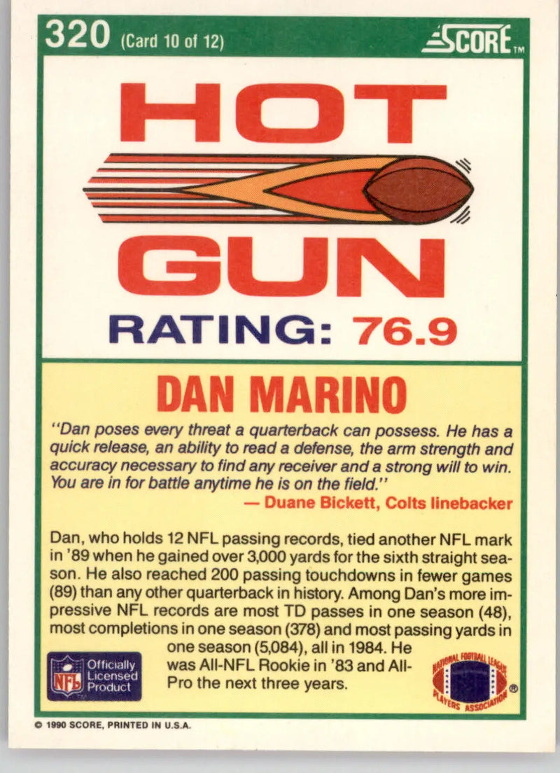 Dan Marino - 1990 Score - #320 - Football